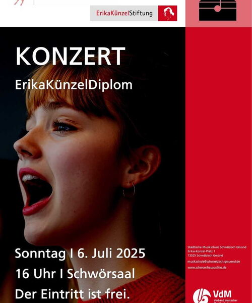 Zu sehen ist das Plakat des ErikaKünzelDiploms zum Konzert am 6. Juli 2025