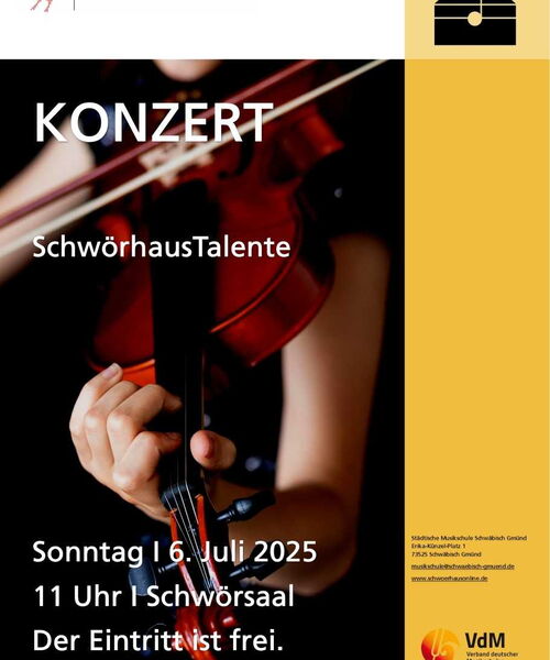 Zu sehen ist das Plakat der SchwörhausTalente zum Konzert am 6. Juli 2025