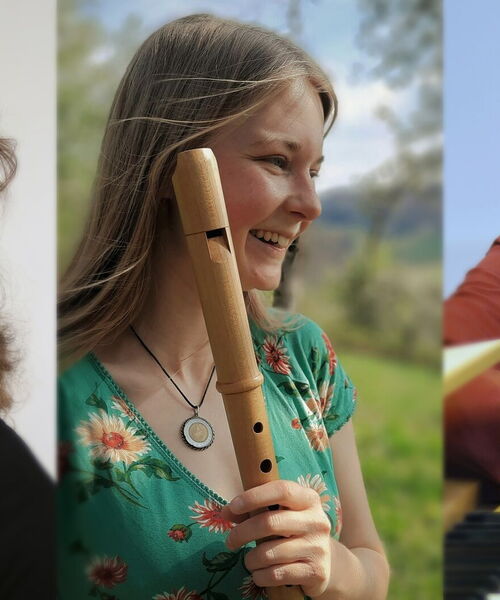 Zu sehen sind die drei Solisten des Konzertes