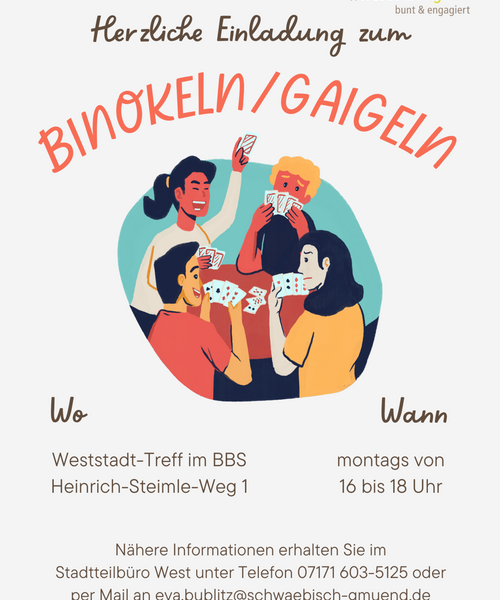 Zu sehen ist die Einladung zum Binokeln und Gaigeln