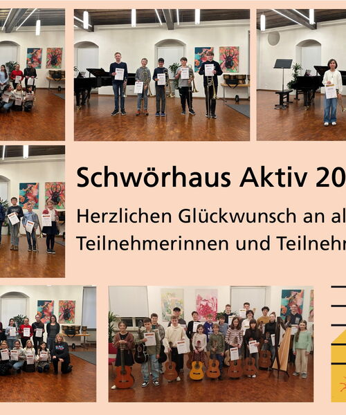 Zu sehen ist eine Collage zur Förderung der eigenen Talente der städtischen Musikschule