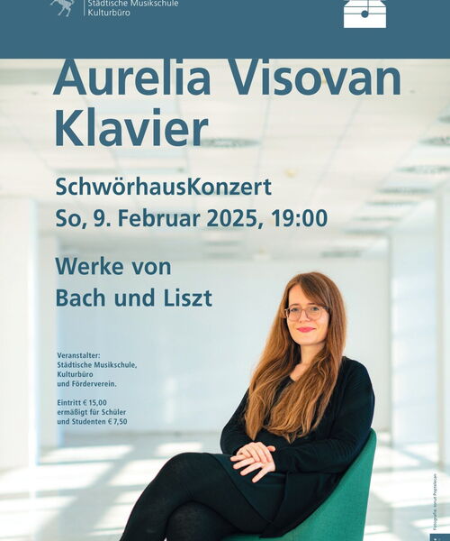 Zu sehen ist Aurelia Visovan mit dem Daten zum Konzert.